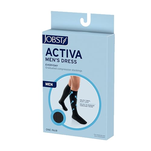 La mejor comparación de Prendas de punto para Hombre al mejor precio. 50 JOBST ACTIVA - Vestido para hombre de 20 a 30 mmHg, calcetines de compresión hasta la rodilla con punta cerrada, Negro -, Medium