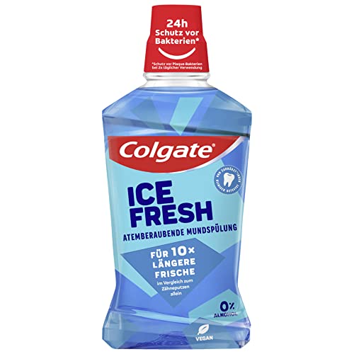 Colgate Mundspülung Ice Fresh 500 ml – für sofortige & anhaltende Frische – antibakterielle Mund- und Zahnreinigung ohne Alkohol** für optimalen Schutz