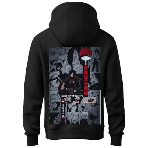 Image of Khakey Hoodie for Boys Stylish Madara Uchiha Front and Back Printed Anime Hoodie Best Winter Wear Hooded Sweatshirt