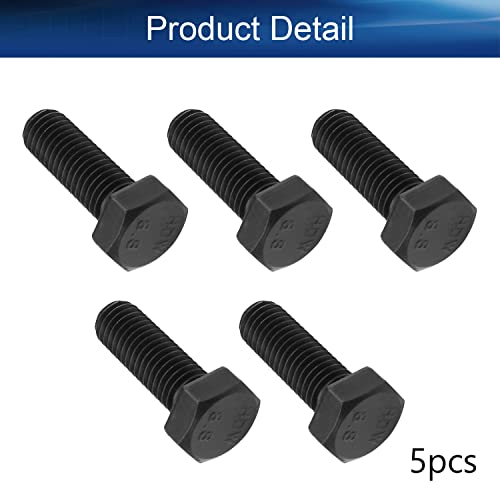 Image of M10 x 30mm Carbon Steel Grade 8.8 External Hex Head Screw Bolts Metric Thread Hexagon Bolts Fastener, 36.7 x 16 x 16mm (Lx W x H) Bolts for Machinery Industry Furniture Black 5pcs