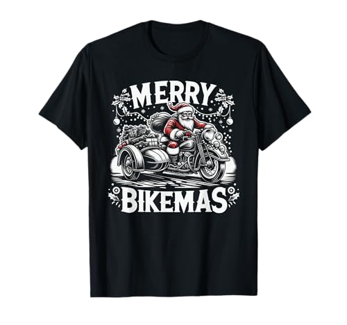 Weihnachtsmann auf Motorrad Biker Weihnachten T-Shirt