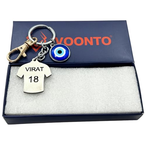 Image of Dhoni Virat Rohit Jersey with Evil Eye & Golden Hook Metal Keychain for Cricket Lovers Sports Person Excellent Gift for Birthday, Anniversary, Valentines Day (Pack-1)