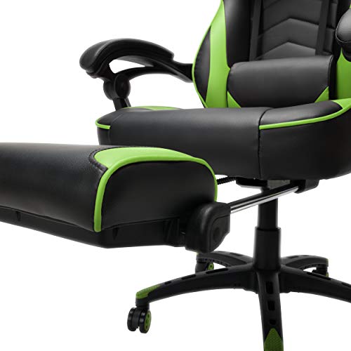 Respawn 110 Ergonomic Gaming Chair With Footrest Recliner - Racing Style High Back Pc Computer Desk Office Chair - 360 Swivel, Adjustable Lumbar Support, Headrest Pillow, Padded Armrests - 2019 Green #TOP7