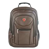 Mochila Executiva Couro Sintético Antifurto Notebook 17USB Impermeável 50L Masculina Trabalho Faculdade Viagem Reforçada com Cabo de Aço (Marrom)