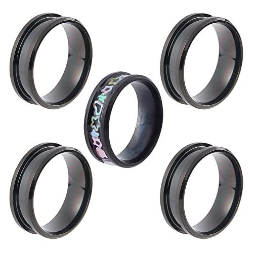 SUNNYCLUE 1 Boîte 5Pcs 20mm Acier Inoxydable Rainuré Doigt Anneau Réglages Anneau Noyau Blanc pour Incrustation Bijoux Faire Large Rainuré Doigt Anneau Confort Rond Incrustation Anneaux Homme Femme Ad Cover