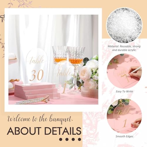 Numéros de Table de Mariage 1-30 Chic pour Décoration de Buffet de Banquet - 6