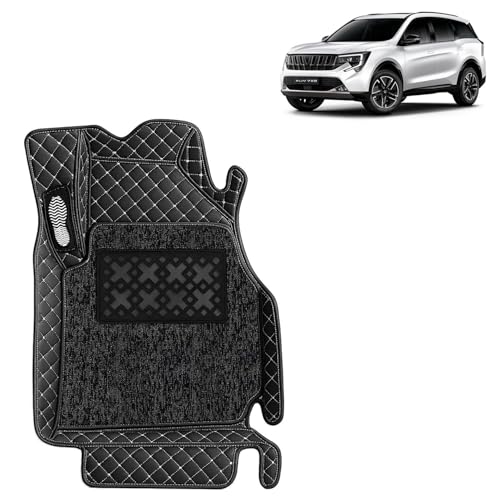 Image of KINGSWAY Accessories Premium 7D Car Floor Mats Only Compatible with Mahindra XUV 7XO (6 Str) Year 2026 Onwards, Set of 4 Pcs, 100% Waterproof & Washable 7D Car Foot Mats, Classic Black
