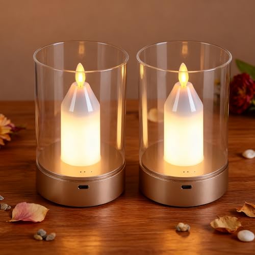 Bougies LED sans flamme rechargeables Type-C lot de 2 avec capteur