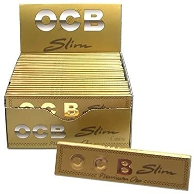 OCB France Auth. Seller RATTAN EXPO OCB GOLD PREMIUM Oro Slim King size Rolling Papers Cigarette Papers Smoking Papers Pack of (50) - 32 Papers each