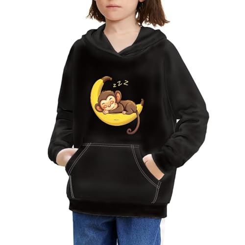 Poceacles Unisex Kids Sweatshirt Boys Girls Hooded Kangaroo Pocket Long Sleeve Pullover Hoodies Age 6-16 Year Youth Hoodie