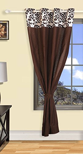 Image of Swayam Blackout Cotton Casement Door Curtain for Living Room & Bedroom | 7.5 Feet | Room Darkening Curtain with Eyelets | Pack of 1 | Solid Design - Brown