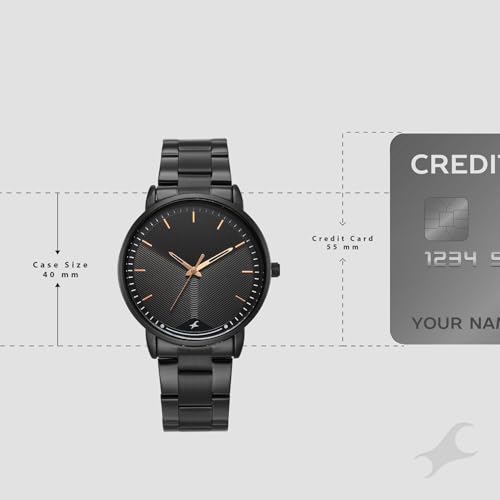 Image of Fastrack Stunners X Quartz Analog with Black Dial Black Stainless Steel Strap Watch for Men - 38159NM02