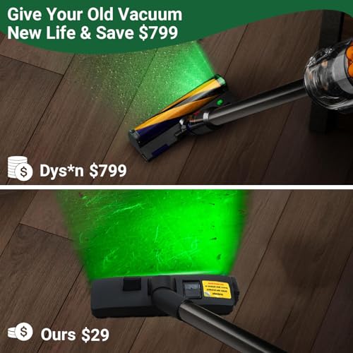 Image of EZ SPARES Dust Display LED Vacuum Brush,Floor Brush Attachment,Compatible with Hoover, Eureka, Rainbow,Shop VAC,Most Brand,Reveal Microscopic Dust & Illuminate Invisible Pet Hair Cat Dog Fur