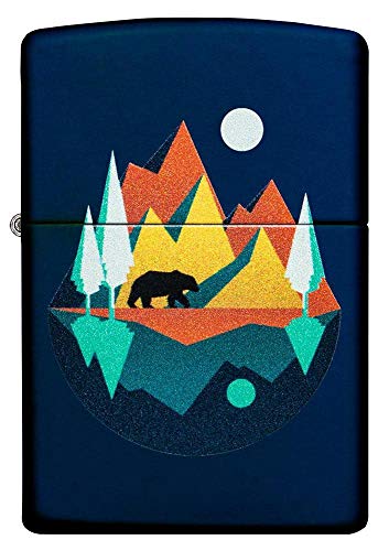 Encendedor Zippo diseño geométrico oso y montañas miniatura 2