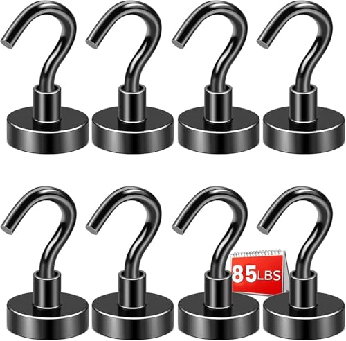 Image of DIYMAG Magnetic Hooks,85lbs Heavy Duty Magnets with Hook Black 8 Pack
