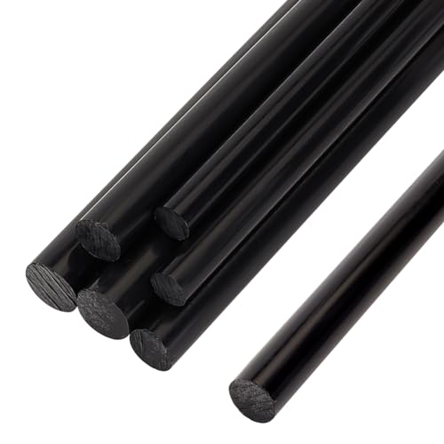 Image of BENECREAT 6Pcs 12 Inch Length Black Acetal Copolymer Rod, 0.3 Inch 0.4 Inch 0.47 Inch Diameter Round Acetal Rod Acetal Bar Dowel Rod, 2pcs /Size