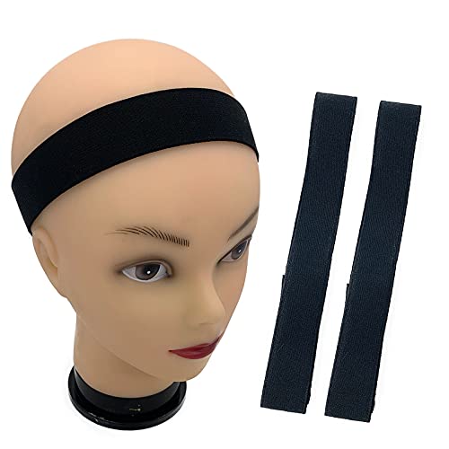 2 Pack Elastic Bands for Wig, Edge Band Elastic Wig Edge Band, Adjustable Edge Wrap Headband for Melting Lace, Edge Grip Band Wrap Scarf for Laying Edges (22''L x 1.2''W, Black)