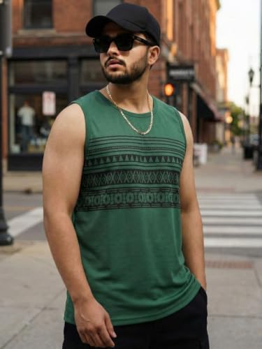 Image of Rigo Stylish Cotton Printed Vest for Men | Round Neck,Regular Fit, Sleeveless T-Shirt Vest for Men | Casual Innerwear Sando for Men & Boys - Perfect for Workouts Gym, Vacations, and Beaches