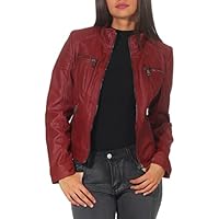 Malito Mujer Chaqueta Cuero Sintético Biker Chaqueta Saco Blazer 5179 (Rojo, L)