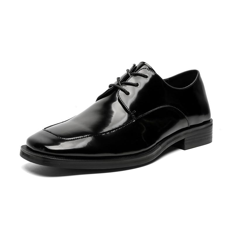 Santimon Men's Black Dress Shoes – Comfortable Leather Lace-Up Oxfords, Lightweight Formal Dress Shoes for Business, Weddings & Daily
