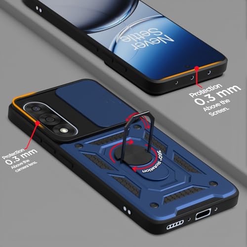 Image of Pikkme Back Cover for OnePlus Nord 5 5G | Sliding Camera Shield with Ring Stand | D10 Full Camera Protection Bumper Case (Blue)