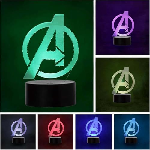 Wolobox LED-Lampe, Avengers, Logo, Farbwechsel, USB, Nachtlicht und...