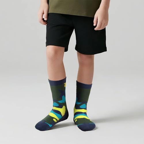 COTTON DAY Kids Boys Crew Dress Socks Bright Colorful Pattern Design Halloween Christmas Shark Camo3