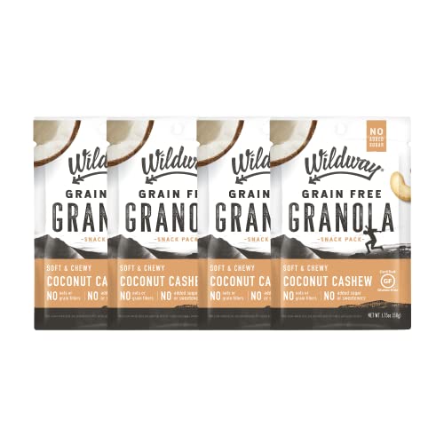 Wildway Vegan Granola | Coconut Cashew | Certified Gluten Free Granola Snack Packs, Grain Free, Paleo, Non Gmo, No Artificial Sweetener | 4 Pack #TOP13