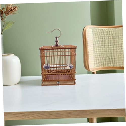 Cage pour petits oiseaux en bambou suspendue pour salon et véranda - 6