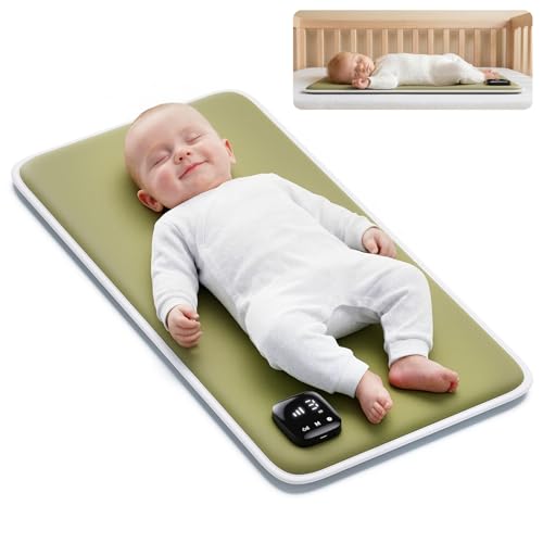 Snovvi Upgraded Baby Sleep Soother Pad with 3 Vibration Calming Vibrating Sleep Soother 90 Min Timer Anti-Touch Interface 5D Memory Foam Portable Vibrating Mattress Pad for Infants 0-12 Months+