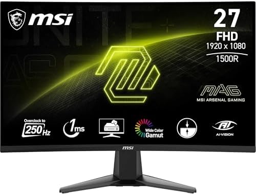 MSI MAG 27C6X écran Gaming incurvé FHD de 27" - Dalle VA 1920 x 1080 1500R, 250 Hz (OC) / 1ms, Adaptive-Sync - DP 1.2a, HDMI CEC
