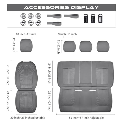 Image of CAR PASS Waterproof Car seat Covers Full Sets Neoprene Wetsuit, All-Weather Non-Slip Durable, Universal Fit for SUV Sedans Trucks Vans Automotive, Armrest Airbag Compatible, 3D Emboss All Gray