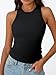 Trendy Queen Womens Tank Tops Summer Workout Racerback Ribbed Shirts Beach Vacation Outfits Spring Fashion Y2k Clothes Black M
