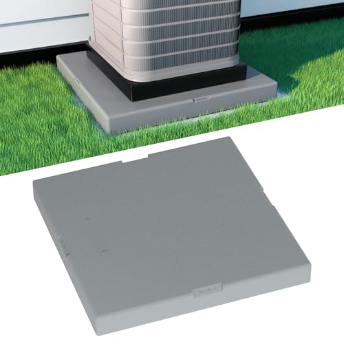 Image of Mini Split Pad for Condenser: Ground Base for Air Conditioner Outdoor Condenser Units, Plastic Equipment Pad for Ductless Minisplit Heat Pump Systems HAVC, Gray, 36'' x 36'' x 3''