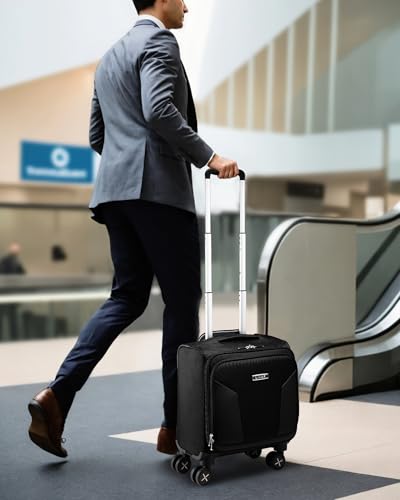 LUGGEX Underseat Carry On Luggage with Wheels - Soft Sided Small Suitcase - Underseat Luggage with Front Open Design (15 Inch, Black)2