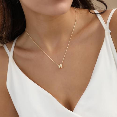 Image of Personalized Bubble Letter Initial Necklace, 14K Gold Plated, Dainty Pendant for Women, Trendy Gold Jewelry