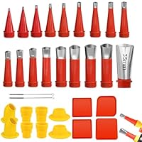32 Stück Universal Integrierte Gummidüse Werkzeug Kit, Edelstahl Dichtungsdüse Silikon Silikonspritze Aufsätze, Einteiliger Edelstahldüsen Silikon spitzen Kartuschenspitzen für Verstemmen