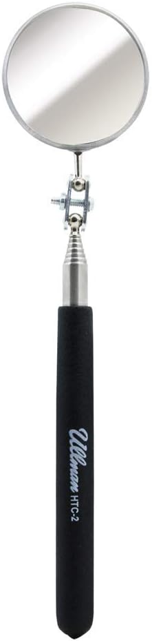 Ullman HTC-2 Pocket Size Telescoping Inspection Mirror with 2.25 inch Round Mirror and Black Handle - Perfect for Mechanics, Contractors, HVAC Technicians, and Trade Professionals
