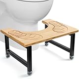 SolidChoice 7' Metal with Bamboo Squatting Toilet Stool for Adults, Toilet Stool Dollar, Potty Stool for Bathroom, Portable Poop Stool with Dual Anti Slip Design, Travel Toilet Step Stool