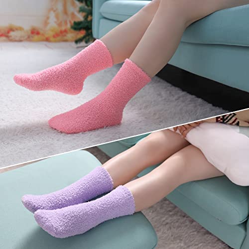 Image of CHOWISH Womens Fuzzy Slipper Socks Super Soft Microfiber Fluffy Cozy Winter Warm Fuzzy Crew Socks