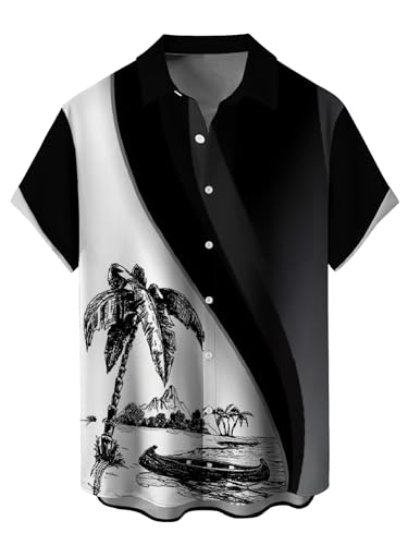 STANFVMEN Mens Hawaiian Shirts Regular fit Short Sleeve Button Down Shirt Tropical Holiday Beach...