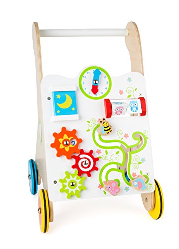 small foot Lauflernwagen Kunterbunt, aus Holz, multifunktionales Motorikspielzeug, mit gummierten Rädern, ab 1 Jahr, 10745