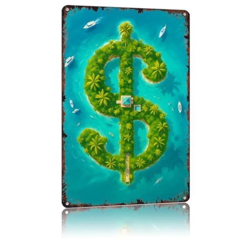 KERUNSM Vintage Luxury Yacht Private Island Aluminum Metal Sign 8x12inch Tin For Bathroom Bedroom Living Room Wall Decor