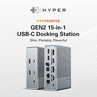 HyperDrive USB-C & Thunderbolt 4 GEN2 15-in-1 Docking Station for MacBook, iPad, PC - HDMI or DP, Up to 3 Extended Displays, High-Speed USB Data Transfer