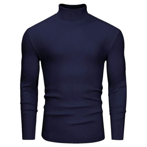 Solid Color Casual Simple Classic High Collar Slim Vintage Men's Knitted Sweater