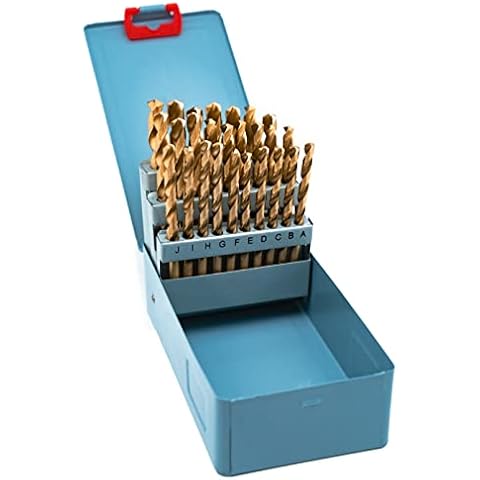 LLDSIMEX 26 Piece Tin-Coated Heavy Duty High Speed Steel Drill Bit Set with Metal Box (Sizes A - Z) (A Through Z) Cover