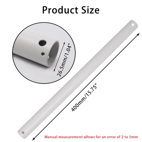 Image of 16 Inch Ceiling Fan Extension Rod, 1 Inch Outside Diameter Not Threaded Ceiling Fan Downrod for a Wide Range of Fans (White)