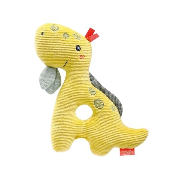 Fehn Baby Ring Greifling Dino - Motorikspielzeug mit Rassel - Kuscheltier Spielzeug für das spielerische frühkindliche Lernen - Babyspielzeug & treuer Begleiter für Babys und Kleinkinder ab 0+ Monaten