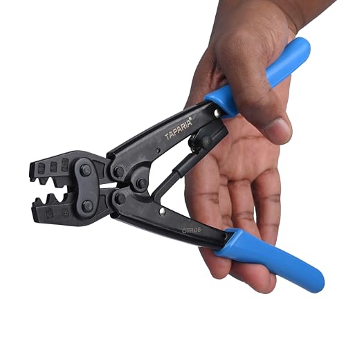 Image of Taparia CTR06 Crimping Tool - 0.5 to 6mm Capacity, 5-Point Ratchet Mechanism, Non-Insulated Terminals & Ferrules, Ergonomic Handle for Electricians & Technicians