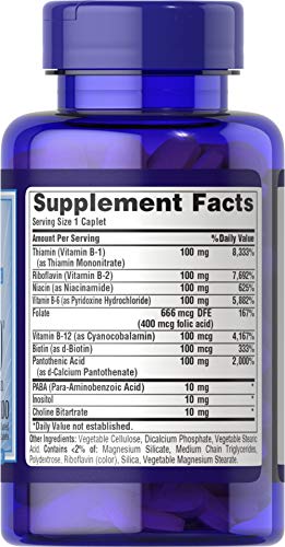 Puritan's Pride Vitamin B100 Complex Timed Release 100 Caplets, 100 Count (2812) #TOP1
